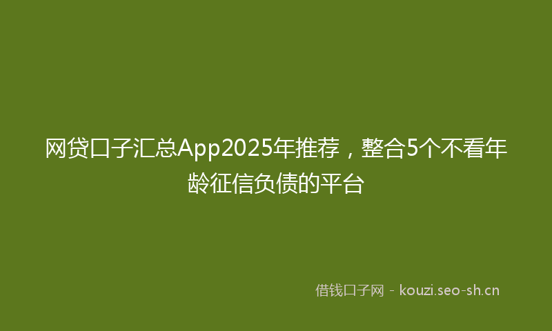 网贷口子汇总App2025年推荐，整合5个不看年龄征信负债的平台