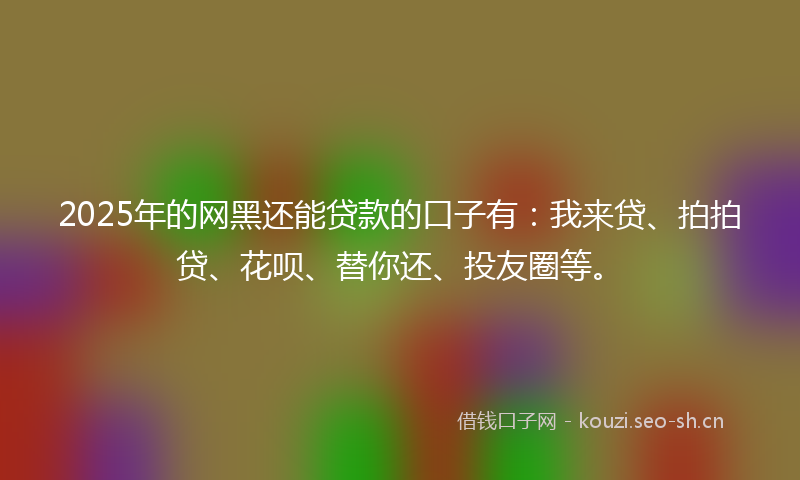 2025年的网黑还能贷款的口子有：我来贷、拍拍贷、花呗、替你还、投友圈等。