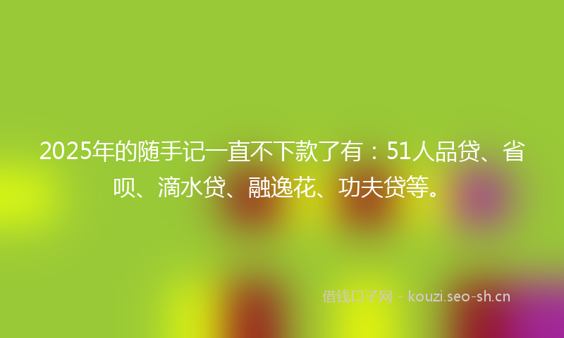 2025年的随手记一直不下款了有：51人品贷、省呗、滴水贷、融逸花、功夫贷等。