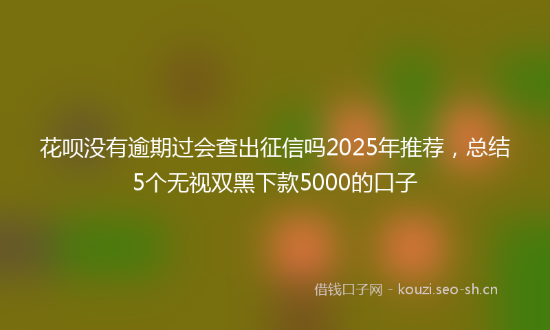 花呗没有逾期过会查出征信吗2025年推荐，总结5个无视双黑下款5000的口子