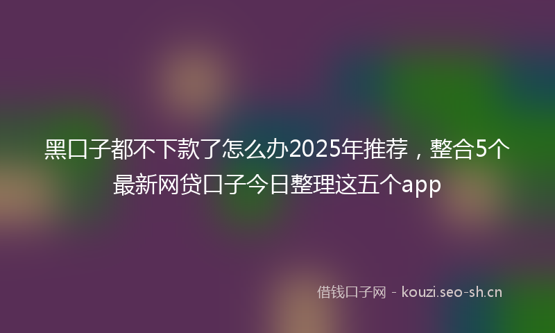 黑口子都不下款了怎么办2025年推荐，整合5个最新网贷口子今日整理这五个app