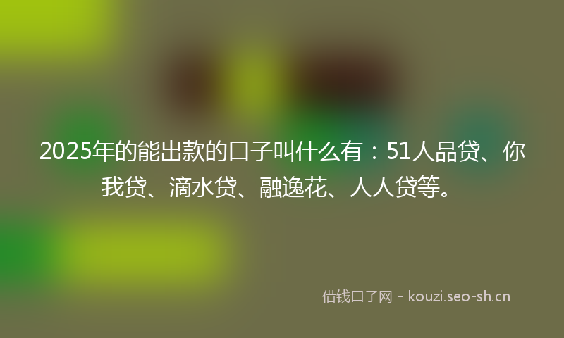 2025年的能出款的口子叫什么有：51人品贷、你我贷、滴水贷、融逸花、人人贷等。
