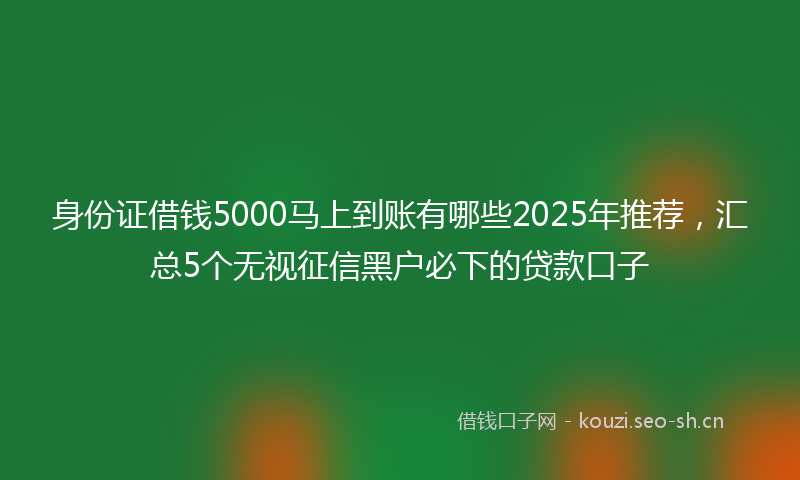 身份证借钱5000马上到账有哪些2025年推荐，汇总5个无视征信黑户必下的贷款口子