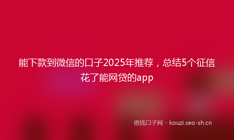 能下款到微信的口子2025年推荐，总结5个征信花了能网贷的app