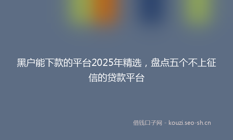 黑户能下款的平台2025年精选，盘点五个不上征信的贷款平台
