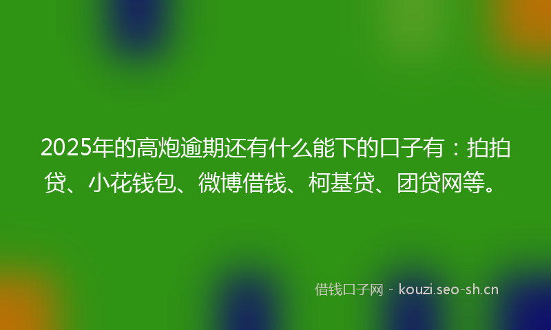 2025年的高炮逾期还有什么能下的口子有：拍拍贷、小花钱包、微博借钱、柯基贷、团贷网等。