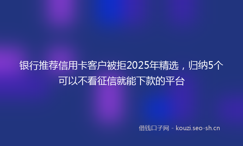 银行推荐信用卡客户被拒2025年精选，归纳5个可以不看征信就能下款的平台