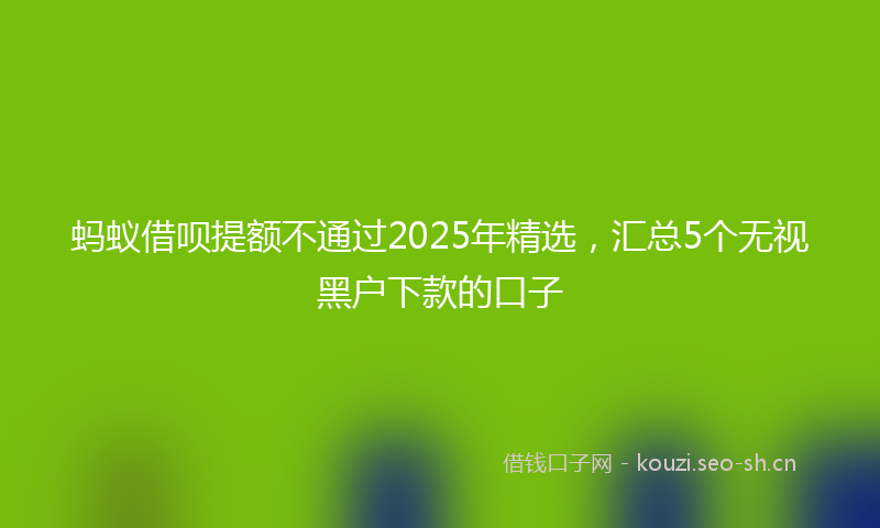 蚂蚁借呗提额不通过2025年精选，汇总5个无视黑户下款的口子