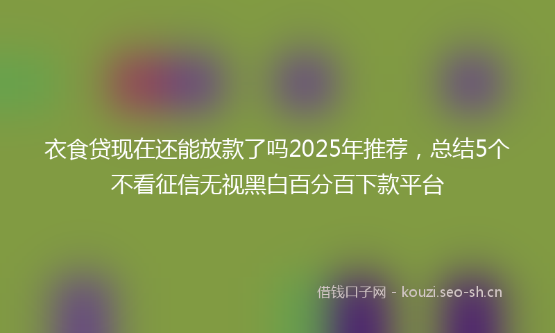 衣食贷现在还能放款了吗2025年推荐，总结5个不看征信无视黑白百分百下款平台