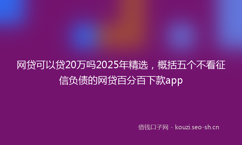 网贷可以贷20万吗2025年精选，概括五个不看征信负债的网贷百分百下款app