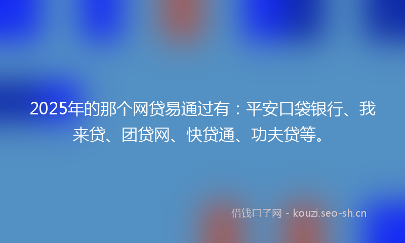 2025年的那个网贷易通过有：平安口袋银行、我来贷、团贷网、快贷通、功夫贷等。