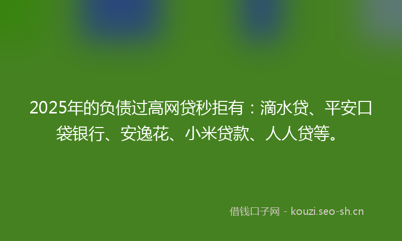 2025年的负债过高网贷秒拒有：滴水贷、平安口袋银行、安逸花、小米贷款、人人贷等。