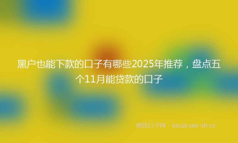 黑户也能下款的口子有哪些2025年推荐，盘点五个11月能贷款的口子