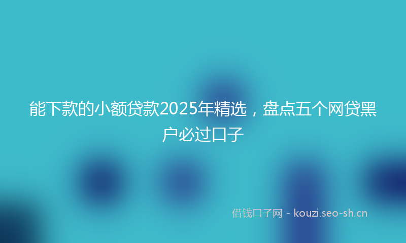 能下款的小额贷款2025年精选，盘点五个网贷黑户必过口子