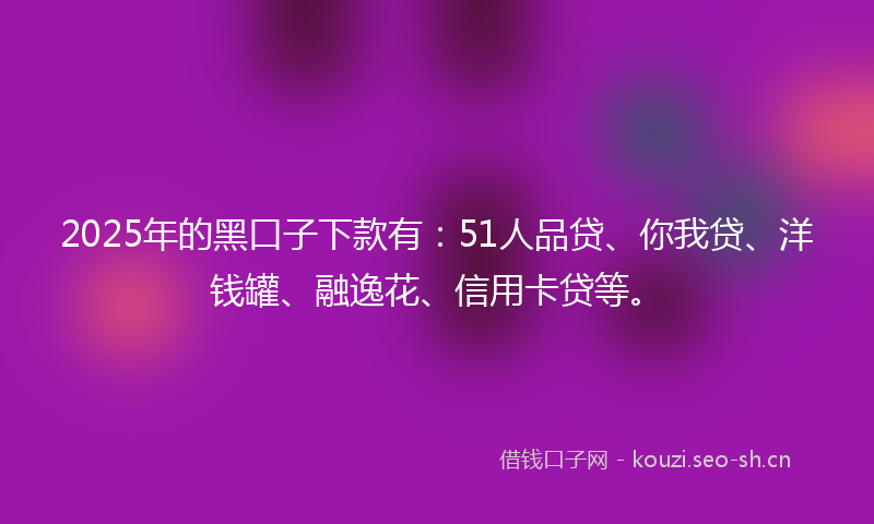 2025年的黑口子下款有：51人品贷、你我贷、洋钱罐、融逸花、信用卡贷等。