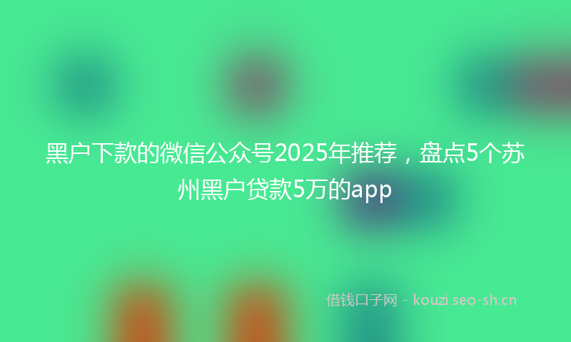 黑户下款的微信公众号2025年推荐，盘点5个苏州黑户贷款5万的app