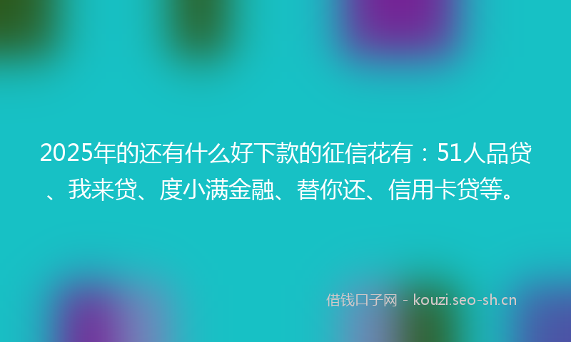 2025年的还有什么好下款的征信花有：51人品贷、我来贷、度小满金融、替你还、信用卡贷等。