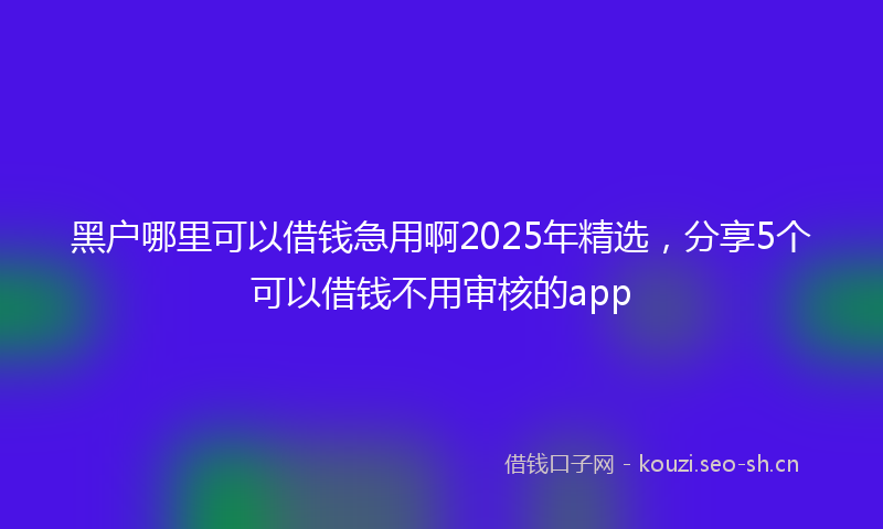 黑户哪里可以借钱急用啊2025年精选，分享5个可以借钱不用审核的app
