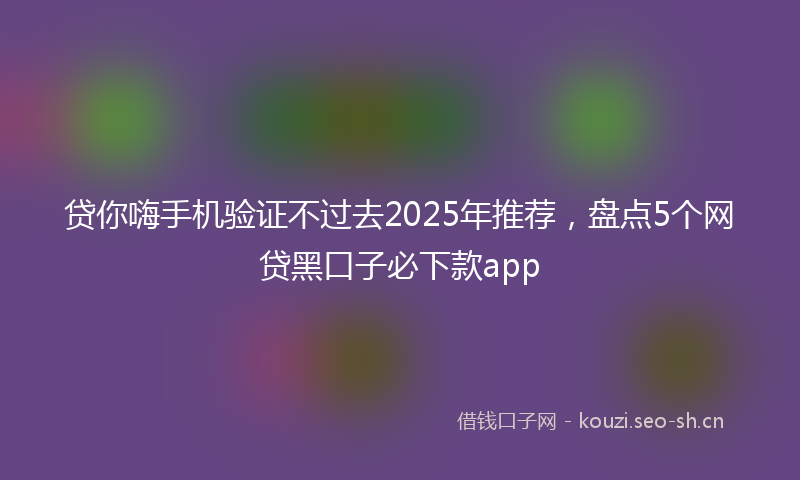贷你嗨手机验证不过去2025年推荐，盘点5个网贷黑口子必下款app