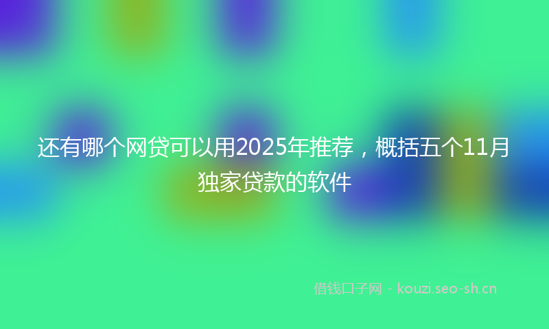 还有哪个网贷可以用2025年推荐，概括五个11月独家贷款的软件
