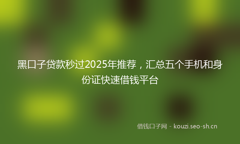 黑口子贷款秒过2025年推荐，汇总五个手机和身份证快速借钱平台