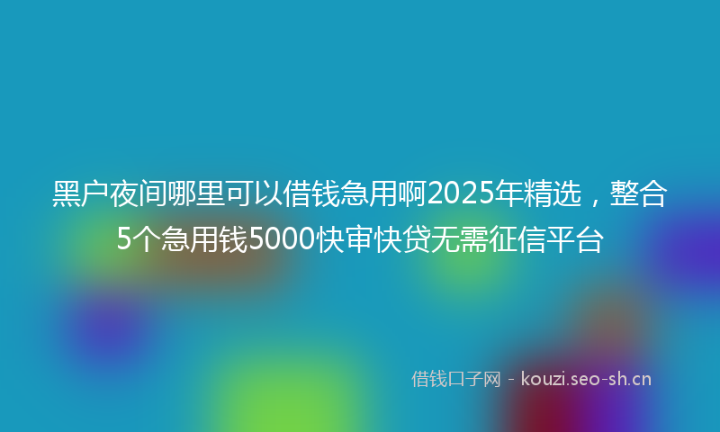 黑户夜间哪里可以借钱急用啊2025年精选，整合5个急用钱5000快审快贷无需征信平台