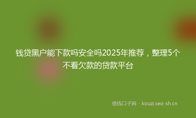 钱贷黑户能下款吗安全吗2025年推荐，整理5个不看欠款的贷款平台