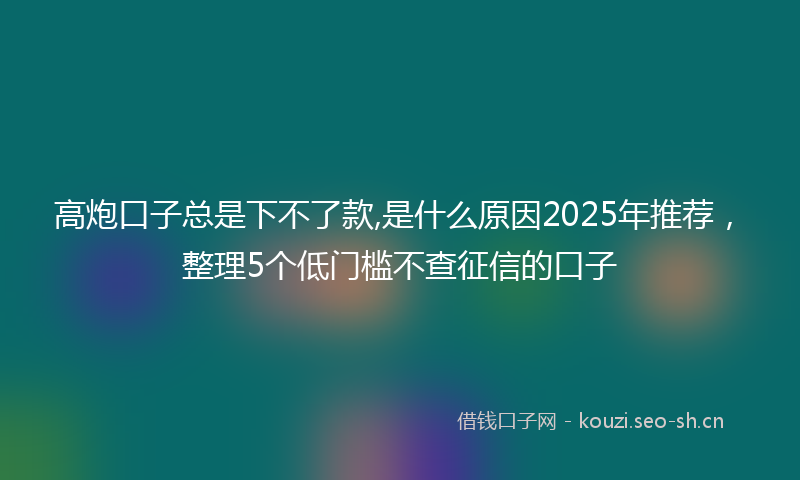 高炮口子总是下不了款,是什么原因2025年推荐，整理5个低门槛不查征信的口子