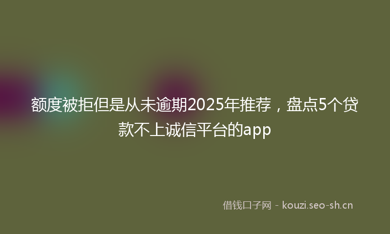 额度被拒但是从未逾期2025年推荐，盘点5个贷款不上诚信平台的app