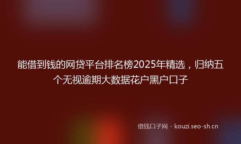 能借到钱的网贷平台排名榜2025年精选，归纳五个无视逾期大数据花户黑户口子