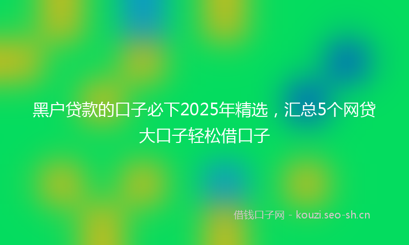 黑户贷款的口子必下2025年精选，汇总5个网贷大口子轻松借口子