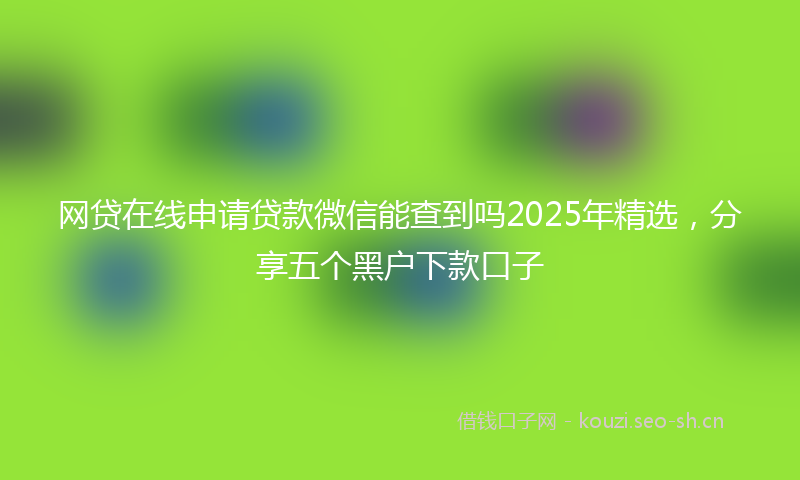 网贷在线申请贷款微信能查到吗2025年精选，分享五个黑户下款口子