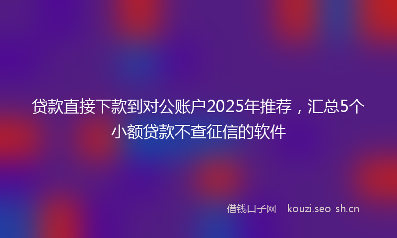 贷款直接下款到对公账户2025年推荐，汇总5个小额贷款不查征信的软件