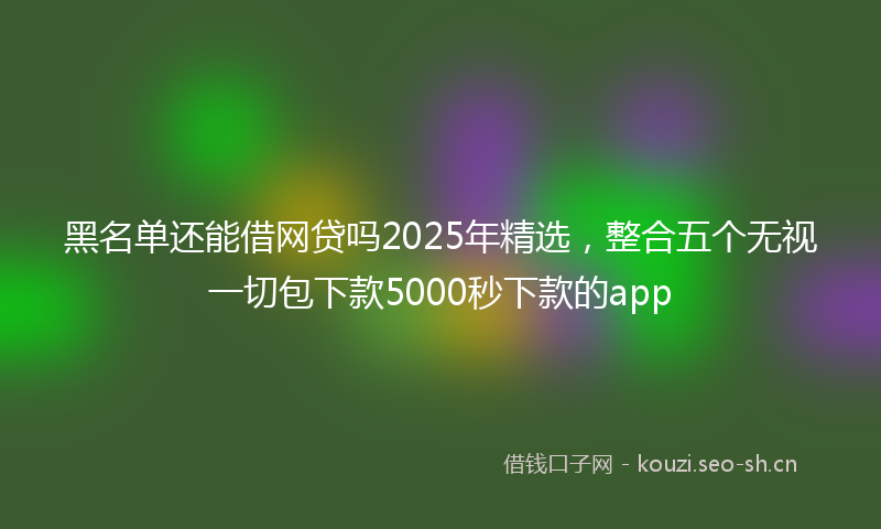 黑名单还能借网贷吗2025年精选，整合五个无视一切包下款5000秒下款的app