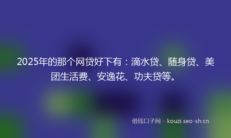2025年的那个网贷好下有：滴水贷、随身贷、美团生活费、安逸花、功夫贷等。