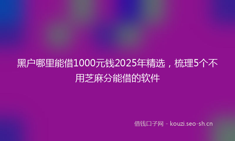 黑户哪里能借1000元钱2025年精选，梳理5个不用芝麻分能借的软件