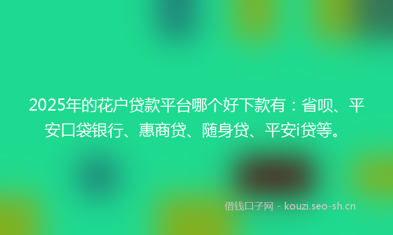 2025年的花户贷款平台哪个好下款有：省呗、平安口袋银行、惠商贷、随身贷、平安i贷等。