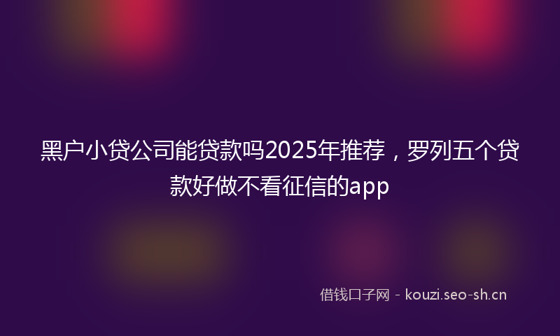 黑户小贷公司能贷款吗2025年推荐，罗列五个贷款好做不看征信的app