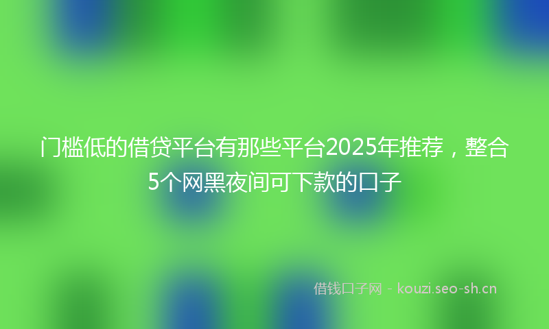 门槛低的借贷平台有那些平台2025年推荐，整合5个网黑夜间可下款的口子