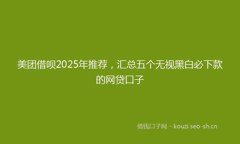 美团借呗2025年推荐，汇总五个无视黑白必下款的网贷口子