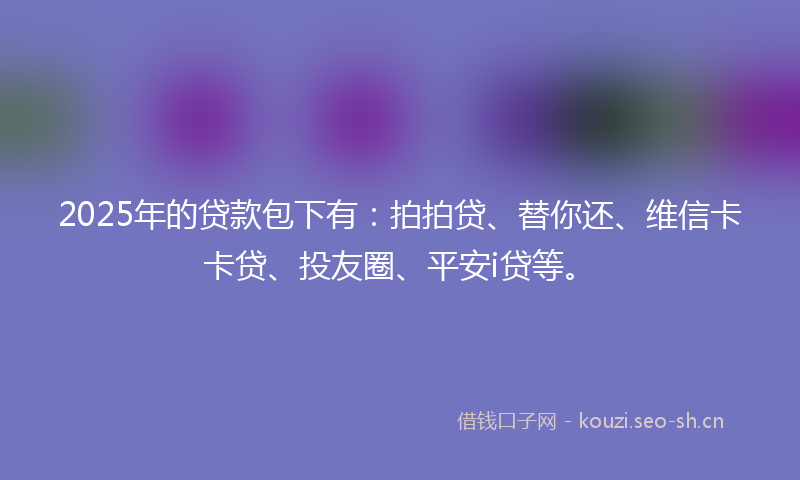2025年的贷款包下有：拍拍贷、替你还、维信卡卡贷、投友圈、平安i贷等。