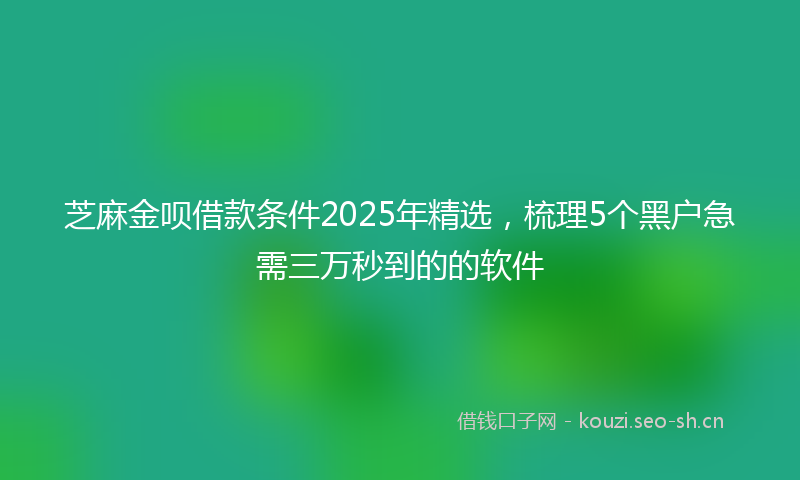 芝麻金呗借款条件2025年精选，梳理5个黑户急需三万秒到的的软件