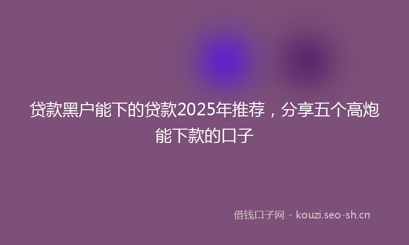 贷款黑户能下的贷款2025年推荐，分享五个高炮能下款的口子