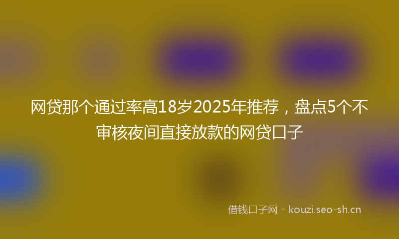 网贷那个通过率高18岁2025年推荐，盘点5个不审核夜间直接放款的网贷口子