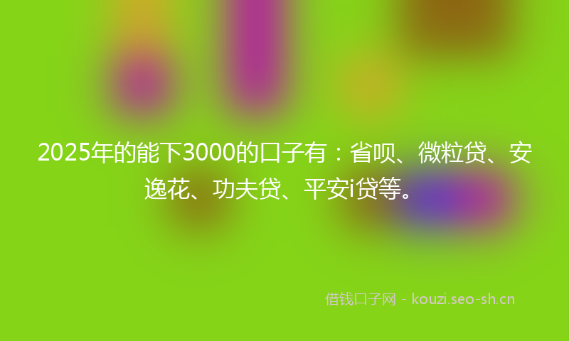 2025年的能下3000的口子有：省呗、微粒贷、安逸花、功夫贷、平安i贷等。