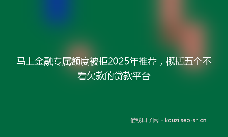 马上金融专属额度被拒2025年推荐，概括五个不看欠款的贷款平台