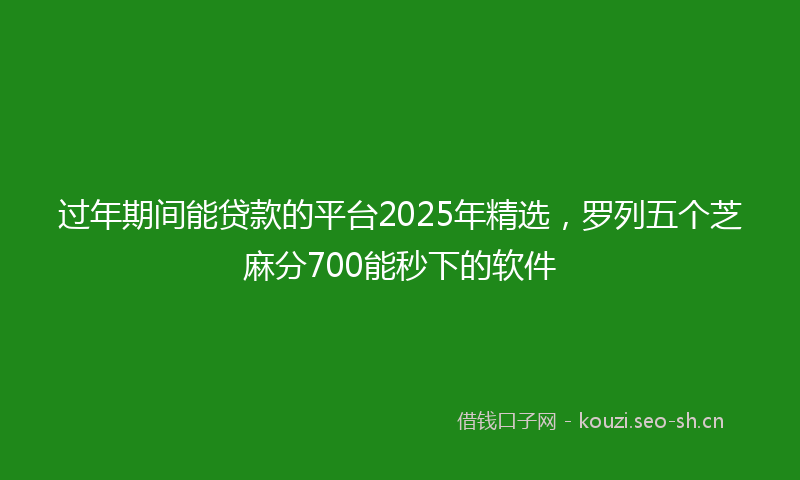 过年期间能贷款的平台2025年精选，罗列五个芝麻分700能秒下的软件