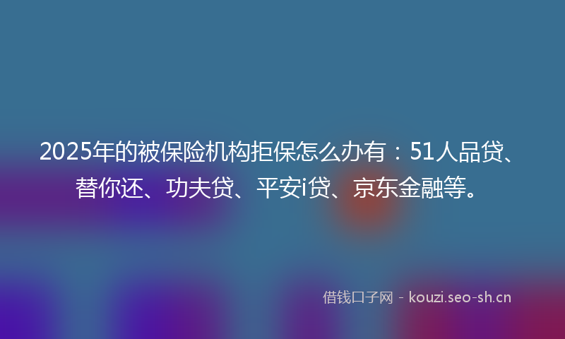 2025年的被保险机构拒保怎么办有：51人品贷、替你还、功夫贷、平安i贷、京东金融等。