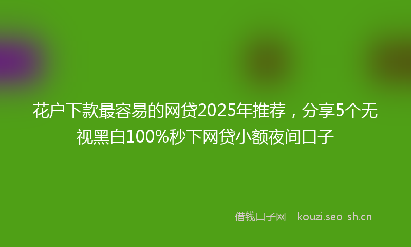 花户下款最容易的网贷2025年推荐，分享5个无视黑白100%秒下网贷小额夜间口子