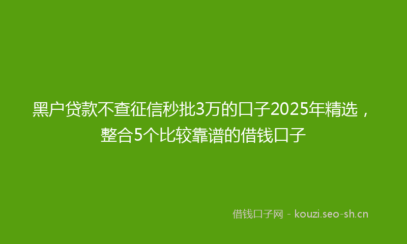 黑户贷款不查征信秒批3万的口子2025年精选，整合5个比较靠谱的借钱口子